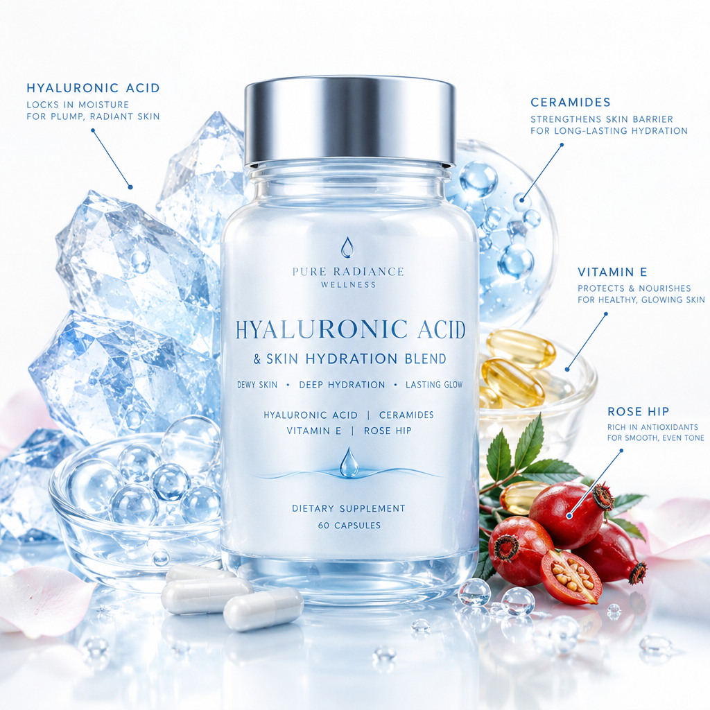 Hyaluronic Acid and Skin Hydration Blend supplement bottle