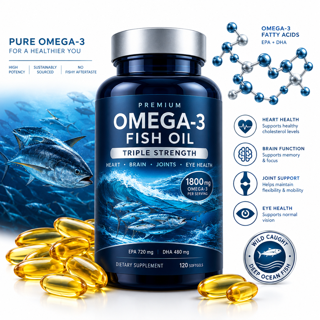 Omega-3 Fish Oil Triple Strength supplement bottle