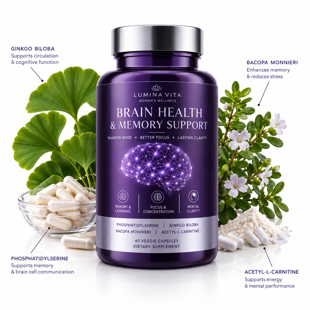 Women's Brain Health and Memory Support supplement bottle