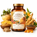 Women's Energy and Vitality Blend supplement bottle with botanicals
