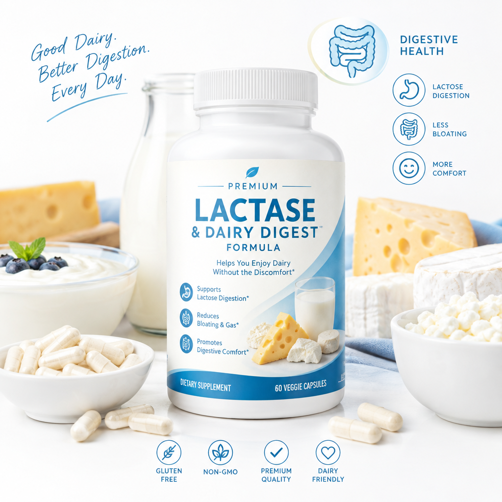 Lactase and Dairy Digest Formula supplement bottle