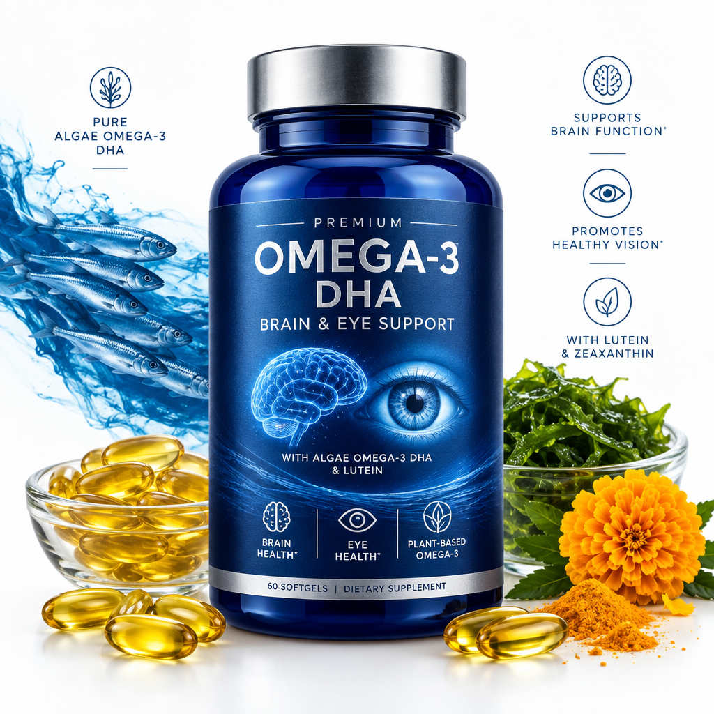 Omega-3 DHA Brain and Eye Support supplement bottle